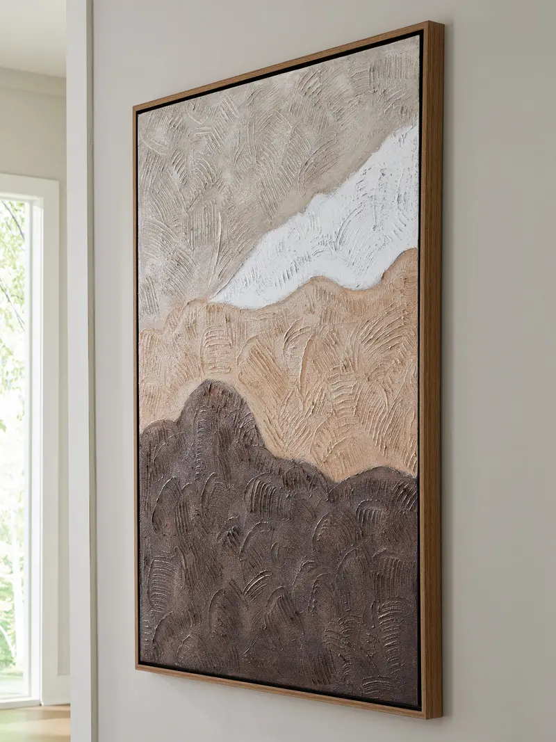 Fanthorne Textured Tan Brown White Wall Art Print 1