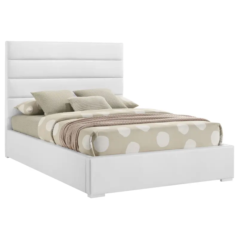 Felicity Glossy White Upholstered Full Platform Bed 1