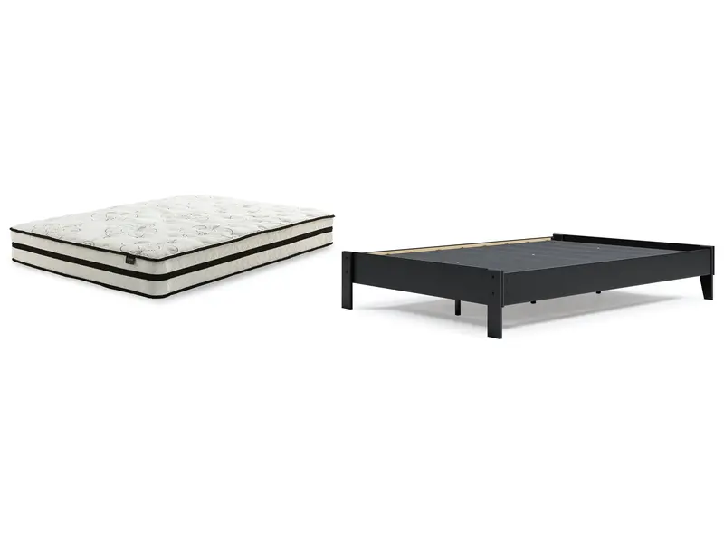 Finch Black Queen Platform Bed With Included Mattress 1