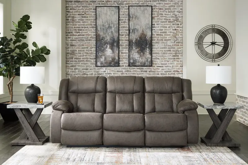 First Base Gunmetal Metallic Power Reclining Sofa 1