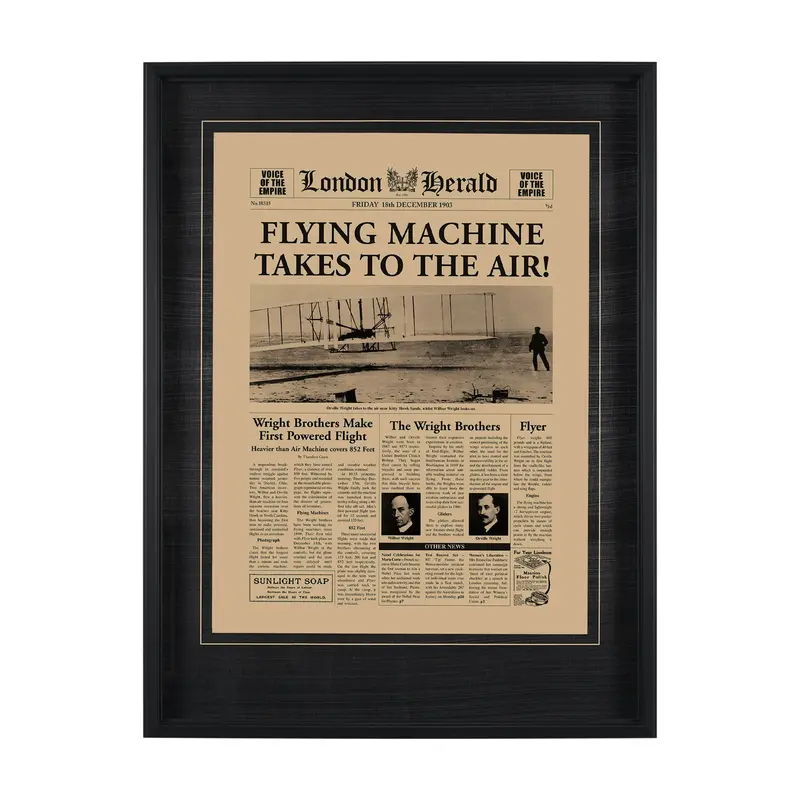 Flying Machine Takes To The Air! – Hand-Embellished Framed Photo Art With Mat And Glass 1