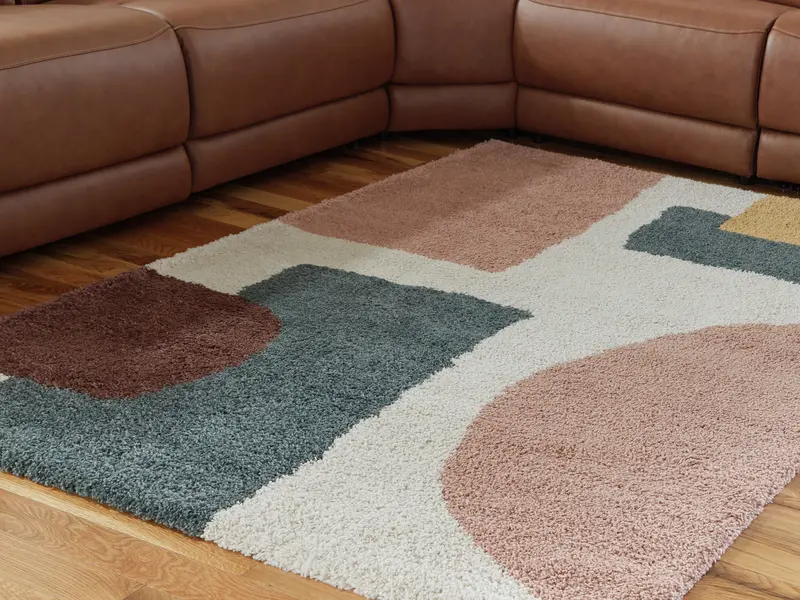 Flynnwick Cream, Pink & Gray Abstract Medium Area Rug 1