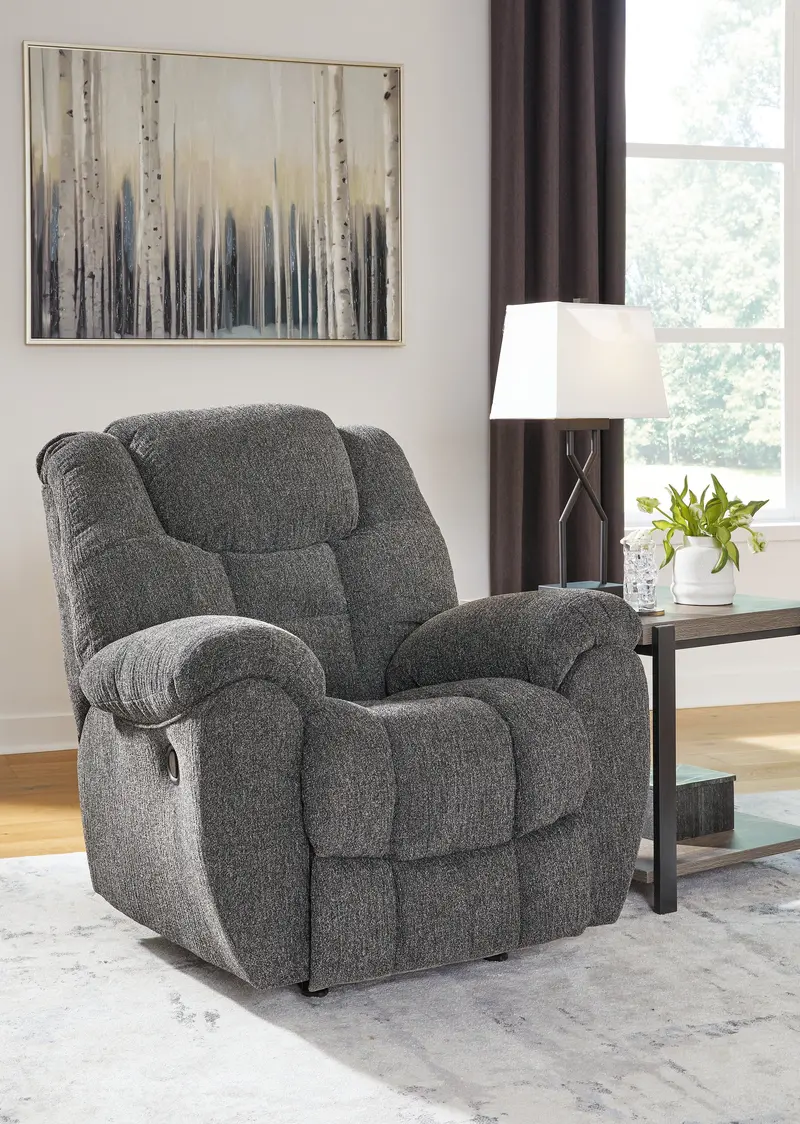 Foreside Charcoal Fabric Recliner Sofa 1