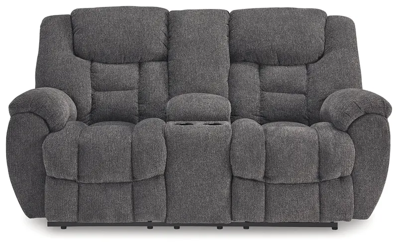 Foreside Charcoal Reclining Loveseat With Center Console 1