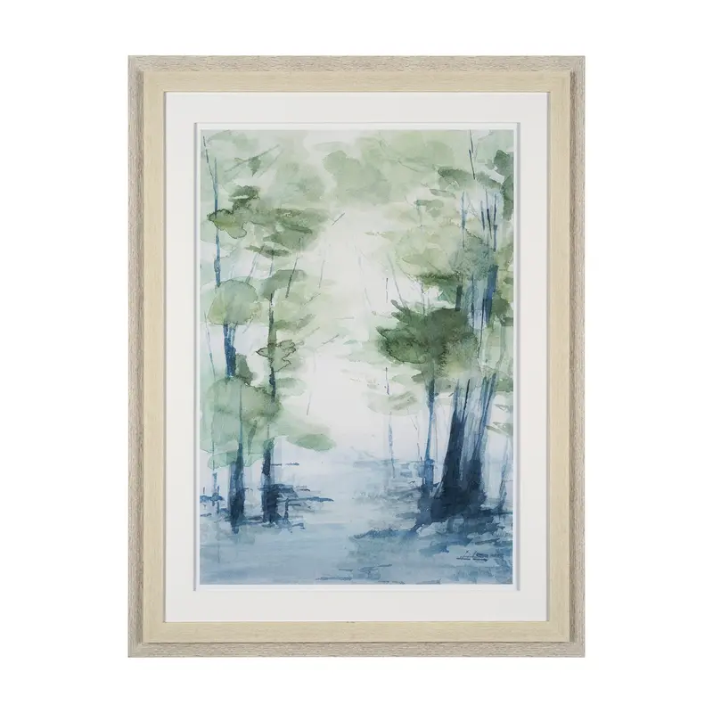 Forest Dew I – Hand-Embellished Framed Art Print By Mercana Studio, Matted Under Glass 1