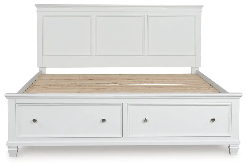 Fortman White California King Panel Bed With Built-In Storage 1