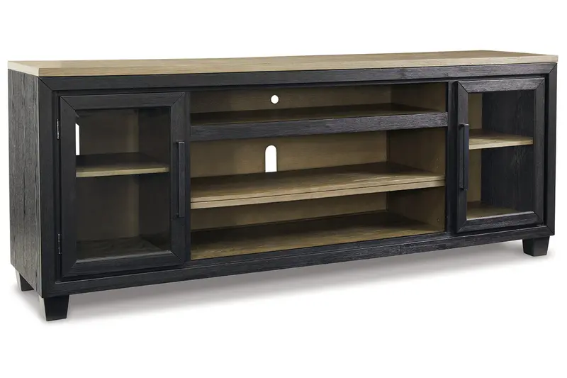 Foyland Black And Brown 83-Inch Tv Console Stand 1