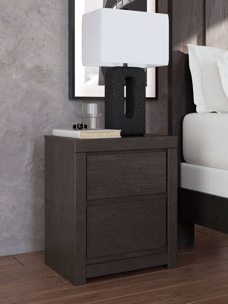 Fraluna Charcoal Nightstand With Drawer And Shelf 1
