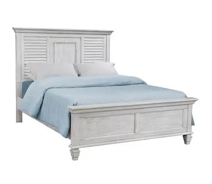 Franco Antique White Eastern King Panel Bed – Traditional Molded Headboard Design 1