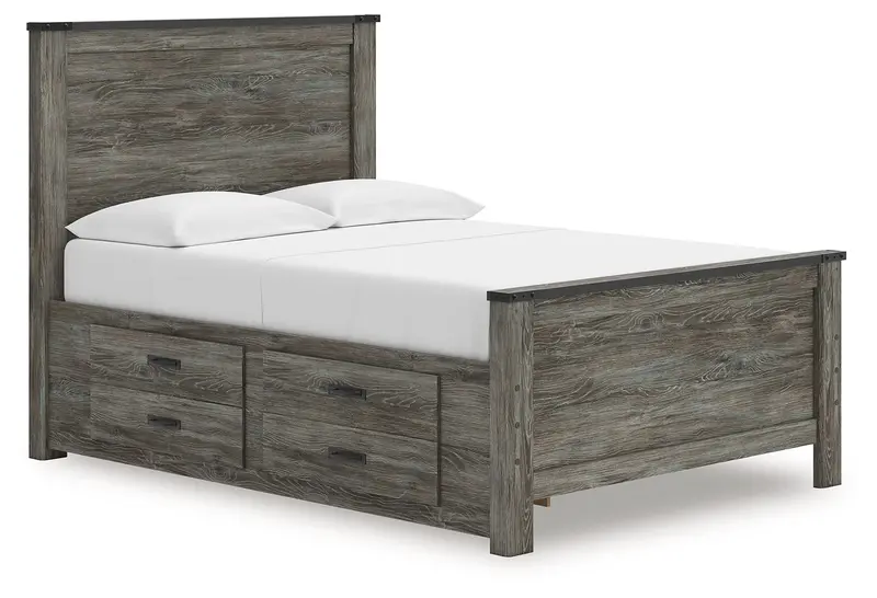 Frandern Gray Full-Size Storage Platform Bed With Dual Drawers 1