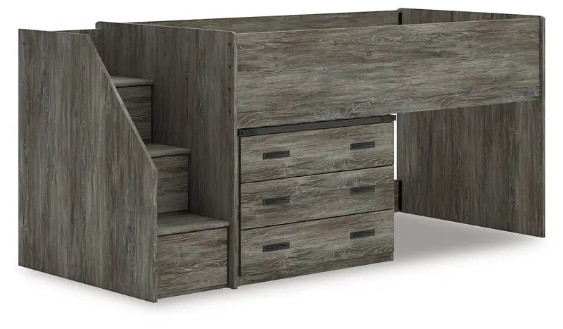 Frandern Gray Twin Loft Bed With Underbed Drawer Storage 1