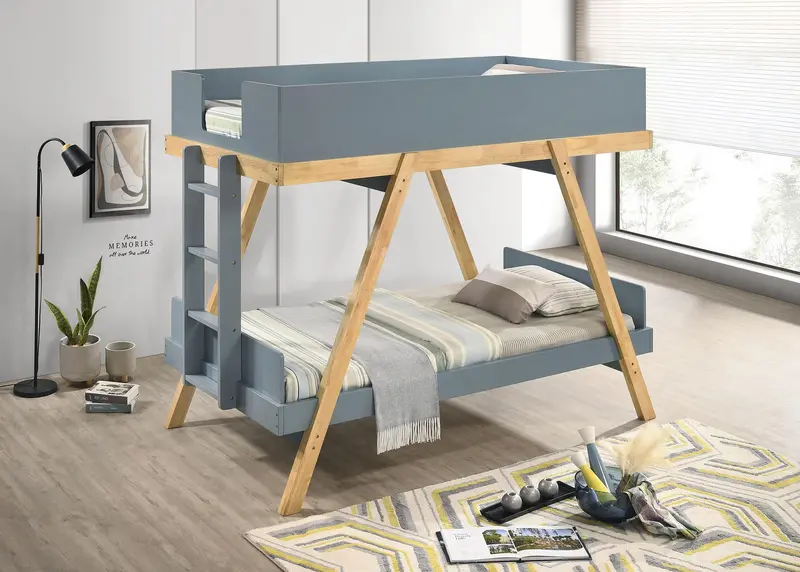Frankie Blue Twin-Over-Twin Bunk Bed With Built-In 7-Inch Mattresses 1