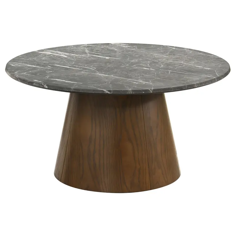 Franklin Gray & Dark Brown 36" Round Pedestal Coffee Table 1