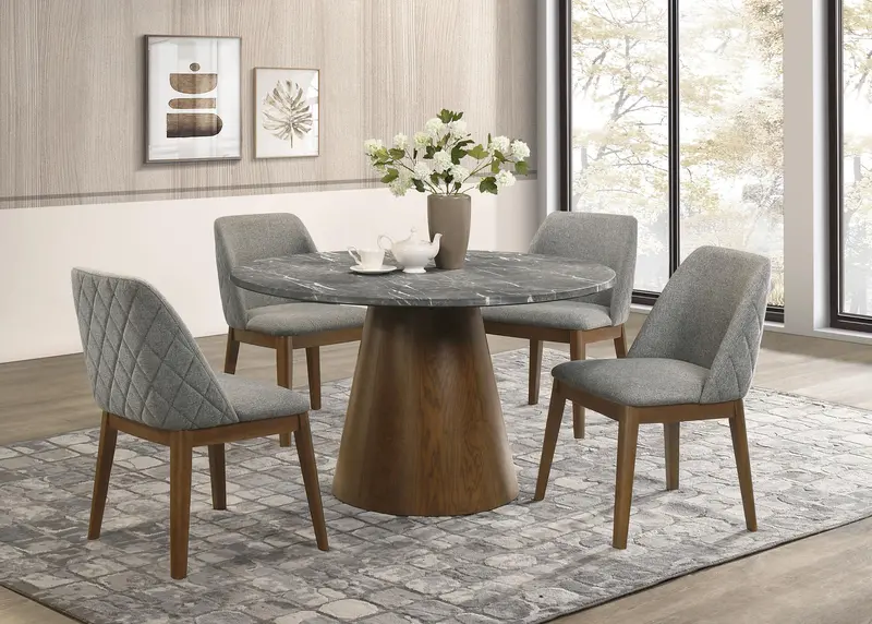 Franklin Gray & Dark Oak Round Dining Set – 5-Piece 1