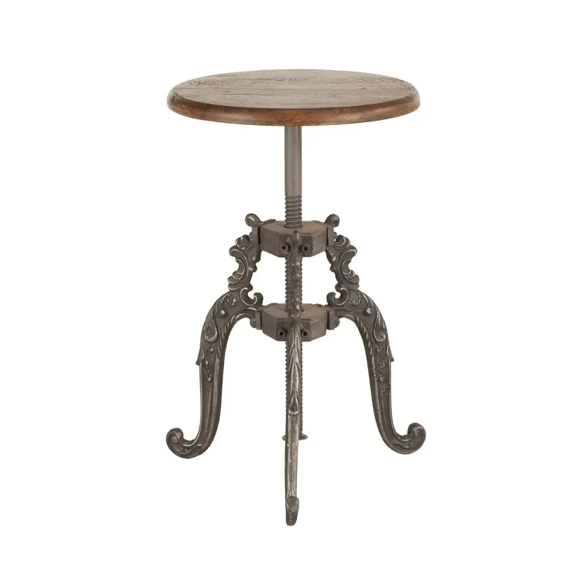 French-Style Weathered Teak 16-Inch Adjustable Bar Stool 1