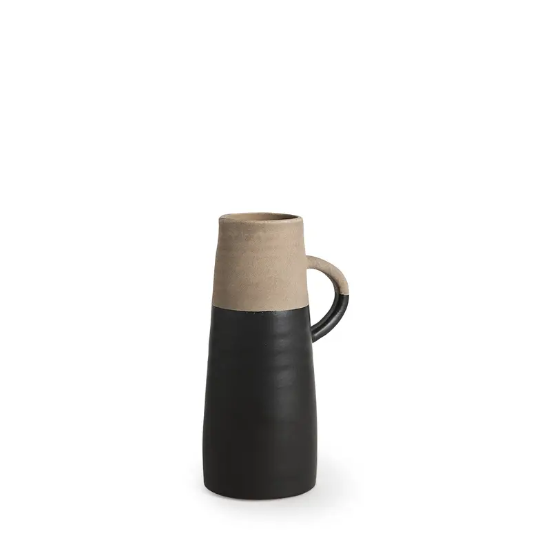 Garand Two-Tone Ceramic Jug – 13" Black And Natural Finish 1
