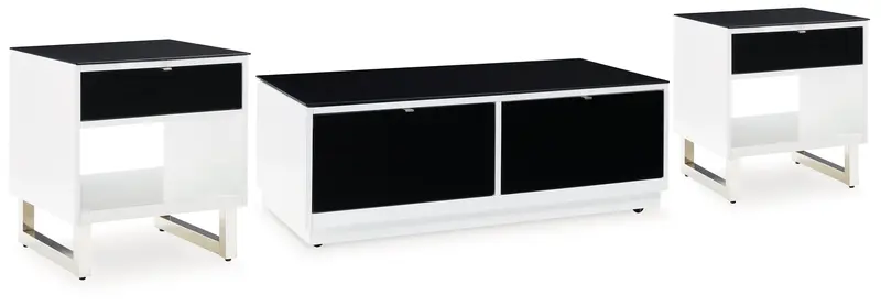 Gardoni White-And-Black Coffee Table And End Table Set 1