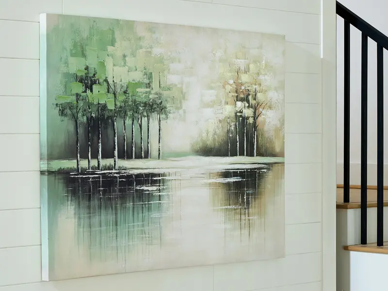 Garlenridge Abstract Green/Tan/White Wall Art Print 1