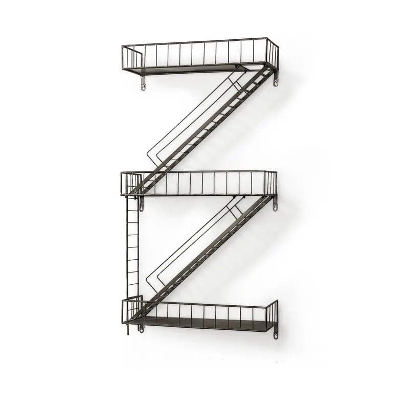 Gastown Fire Escape Wall Shelf – Industrial-Mounted 42-Inch Steel Bracket Shelf 1