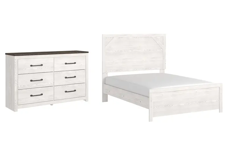 Gerridan Full Panel Bed With Matching Dresser In White/Gray 1