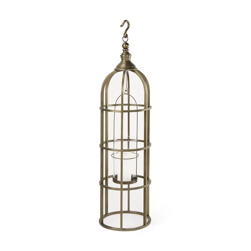 Gerson I – Large Gold Metal Cage-Style Candle Holder Lantern 1