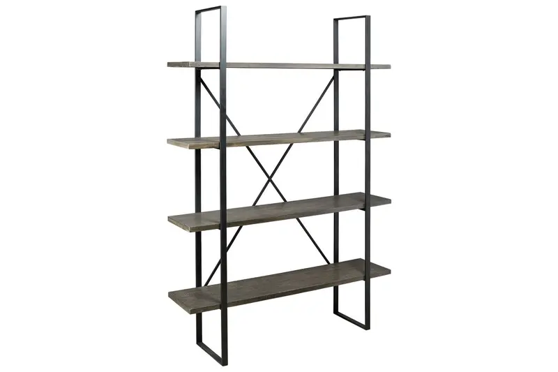 Gilesgrove Black And Gray Bookcase – Industrial-Style Vertical Shelving 1