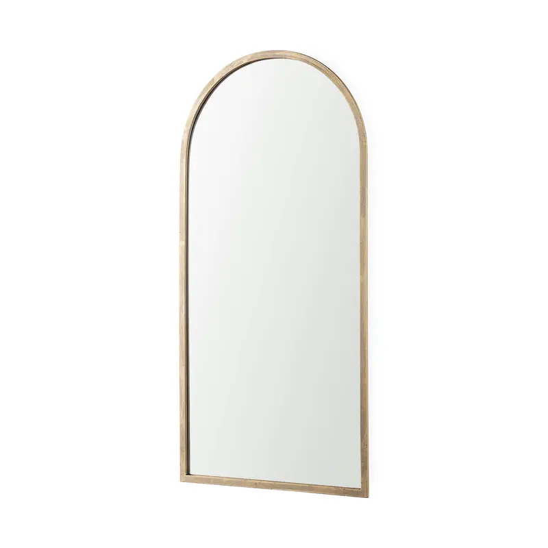 Giovanna Arched Vanity Mirror – Gold Metal Frame, 23.6"L × 48.8"H Rounded Design 1