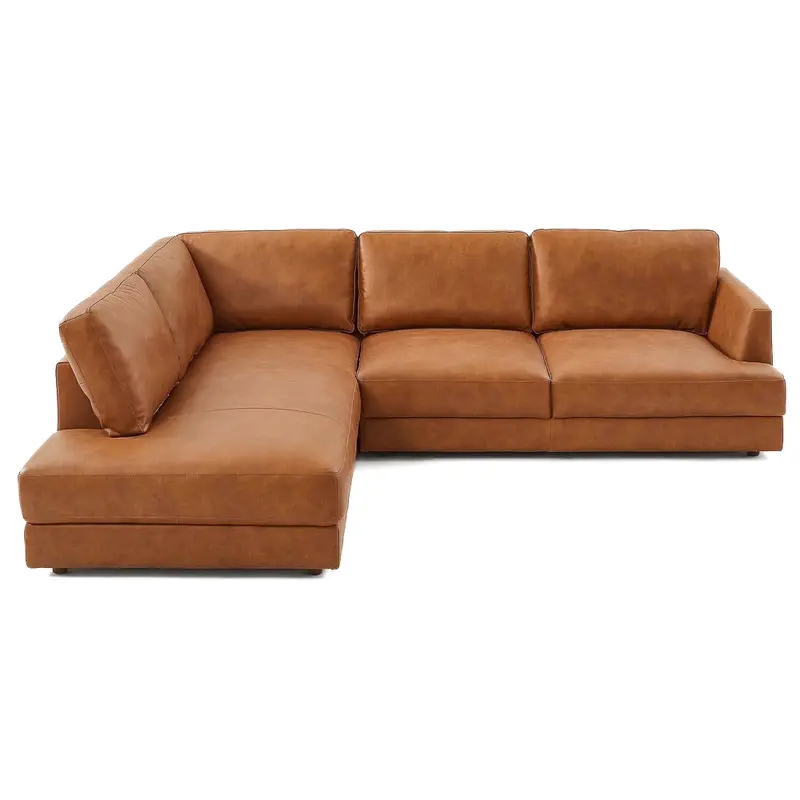 Glander Tan Italian Leather Sectional – Left-Facing Configuration 1
