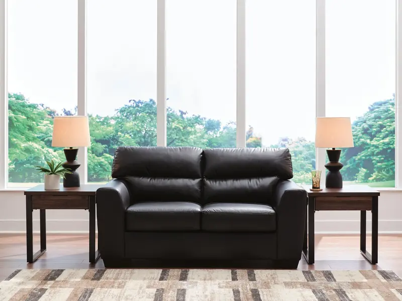 Glennbre Midnight Fabric Loveseat – Contemporary Two-Seater Sofa 1
