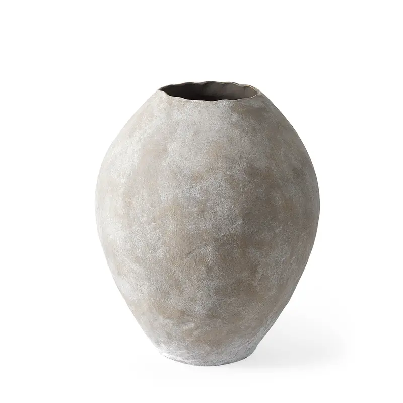 Gobi Tan Ceramic Oval Vase – Small 19.75L X 20H Inch Decorative Piece 1