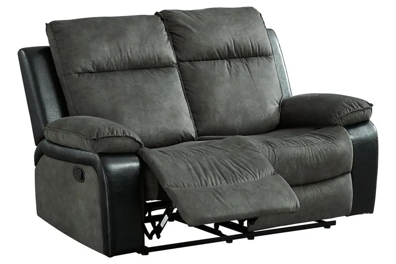 Gray Woodsway Reclining Loveseat With Console And Cup Holders 1