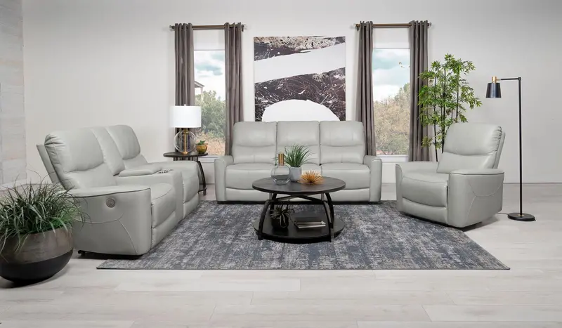 Greenfield Power-Reclining 3-Piece Ivory Sofa Set 1
