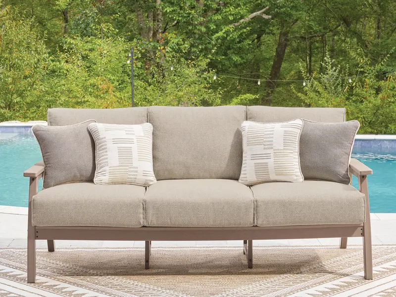 Grover Beach Driftwood-Finish Outdoor Sofa With Removable Cushions 1