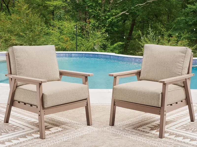 Grover Beach Driftwood Outdoor Lounge Chairs With Cushions (2-Piece Set) 1