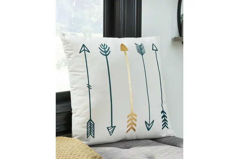 Gyldan White, Teal & Gold Decorative Throw Pillow 1