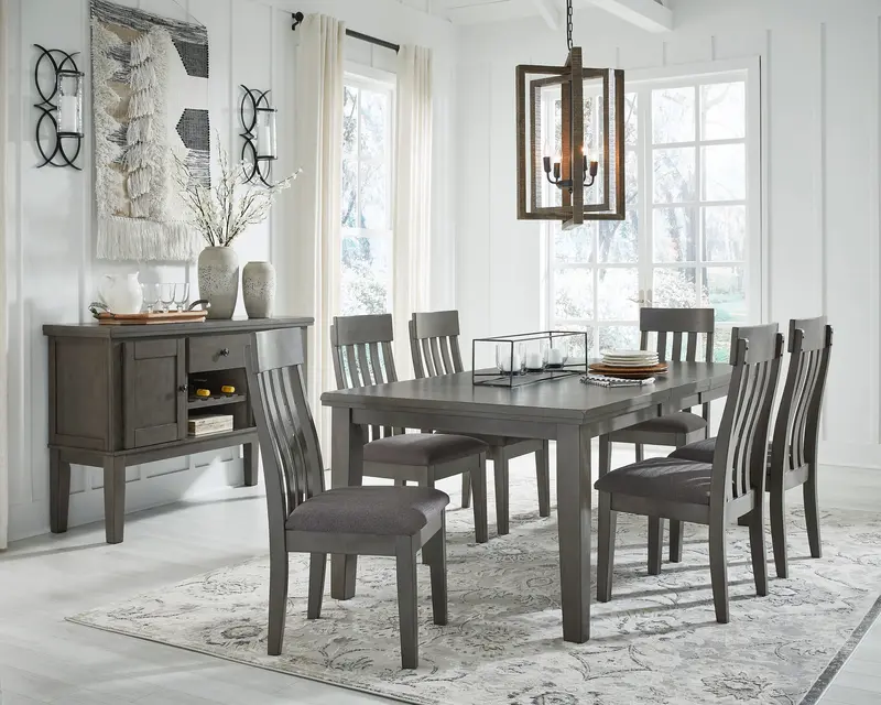 Hallanden Gray Extendable Dining Table Set With Chairs 1