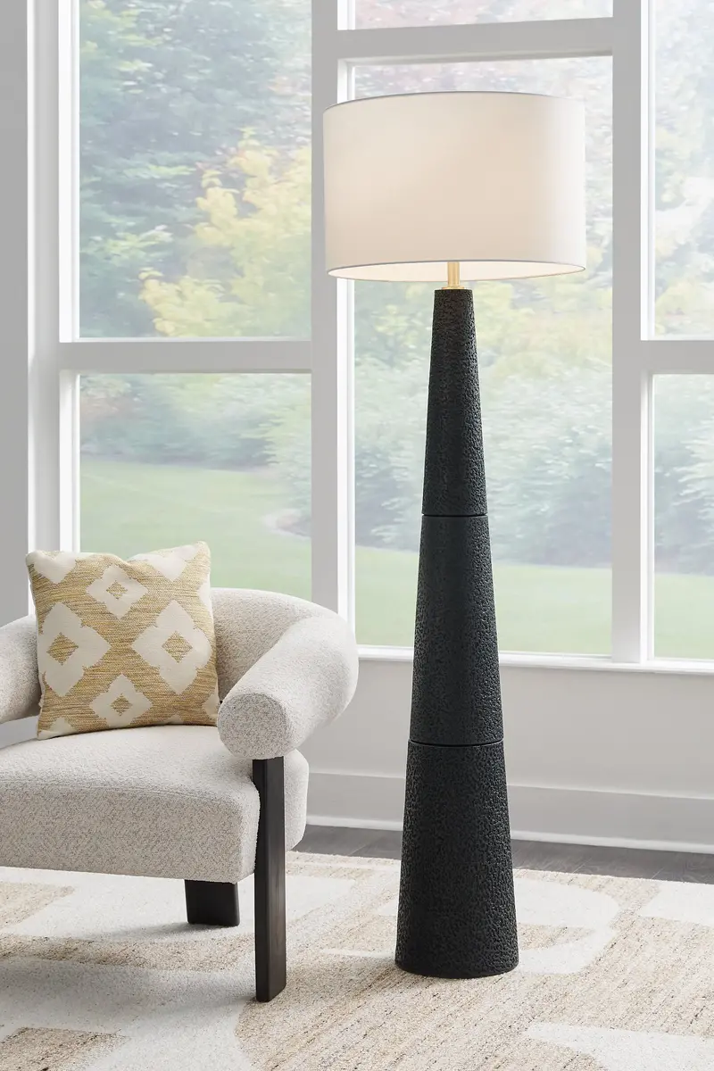 Hallburg Sleek Black Floor Lamp With Adjustable Height 1