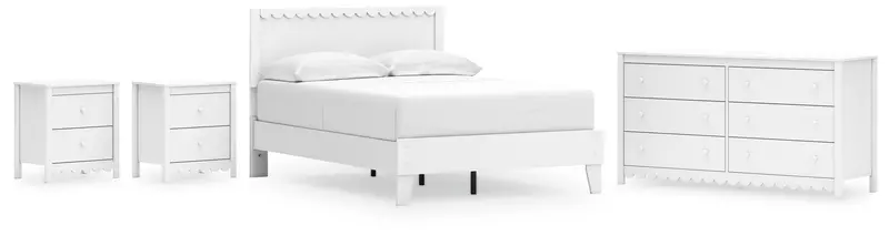 Hallityn Full Panel Platform Bedroom Set: Bed, Dresser & Two Nightstands (White) 1