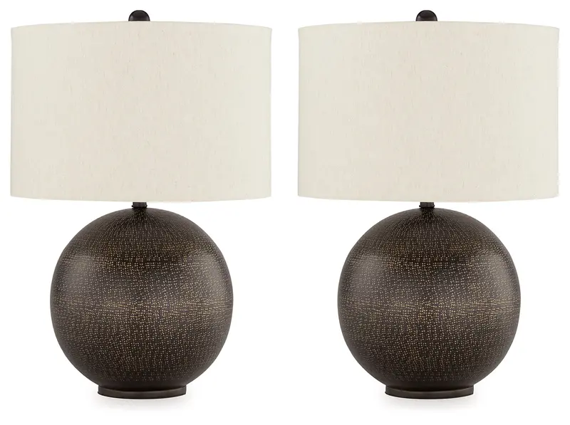 Hambell Black-And-Gold 2-Piece Table Lamp Set With Fabric Shades 1