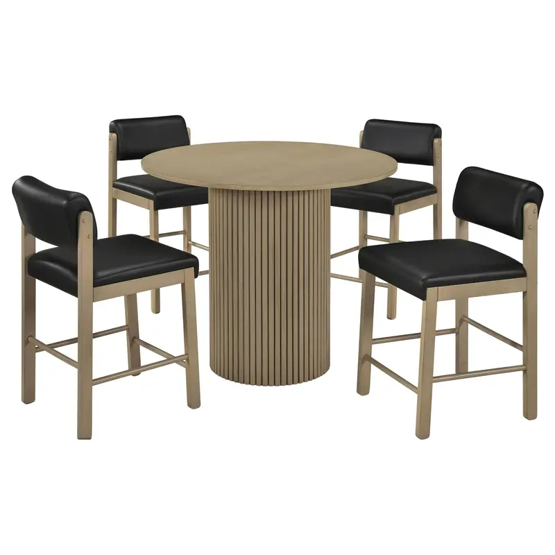 Hamlyn Black & Natural Oak 5-Piece Round Counter-Height Dining Set 1