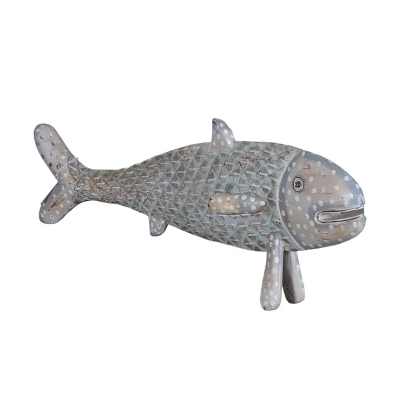 Hand-Carved Decorative Wood Fish Sculpture – Natural Grain Accent Piece 1