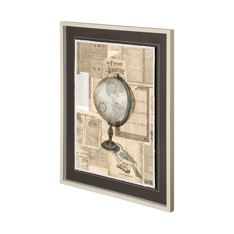 Hand-Embellished Academic Globe Art Print By Brennharvey – Framed & Matted Under Glass 1