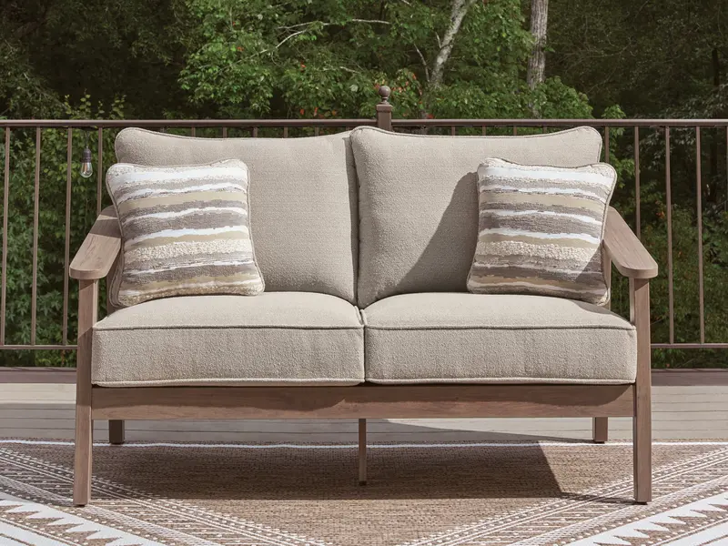 Harmony Headlands Natural & Gray Weather-Resistant Outdoor Loveseat 1