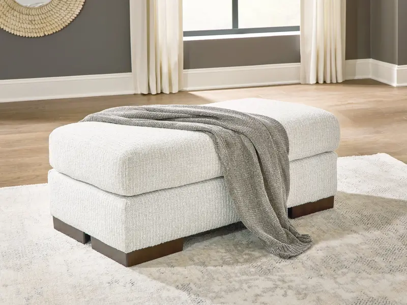 Hartside Frosted Glass Ottoman With Fabric Cushion 1