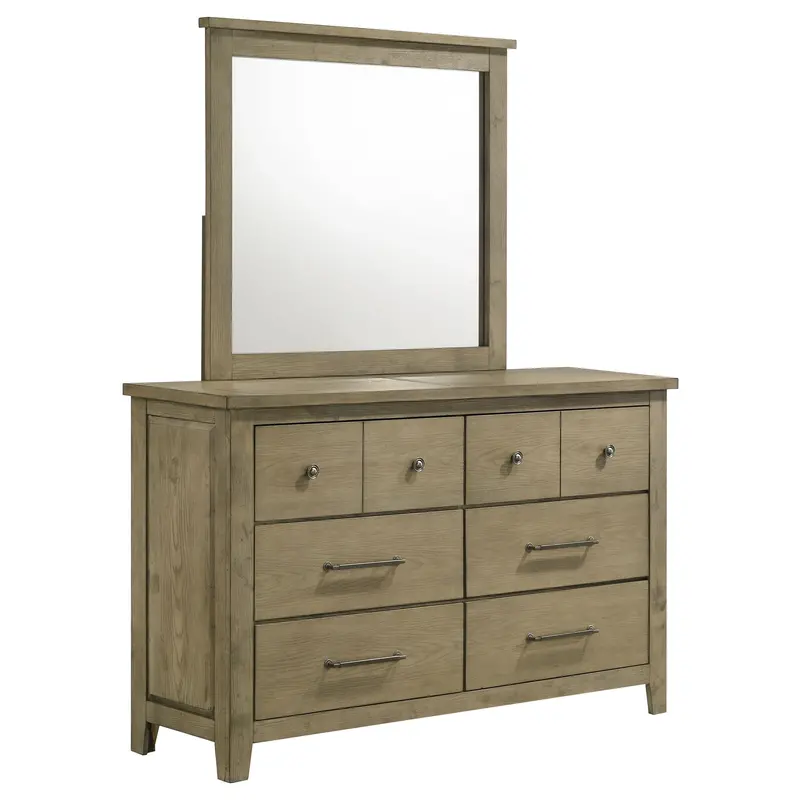 Hazlewood Vineyard Oak Dresser With Mirror – 6-Drawer Rustic Bedroom Storage 1