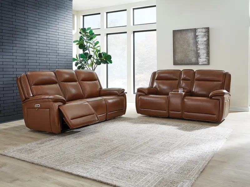 Healy Pier Chocolate Power-Reclining Sofa And Loveseat Duo 1