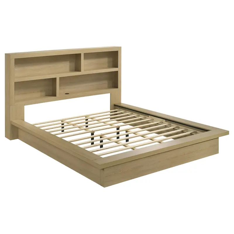 Hendricks Light Oak California King Bookcase Platform Bed 1