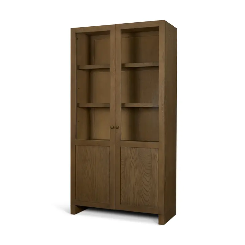 Henry Dual-Tone Oak Curio Cabinet With Glass-Front Doors 1