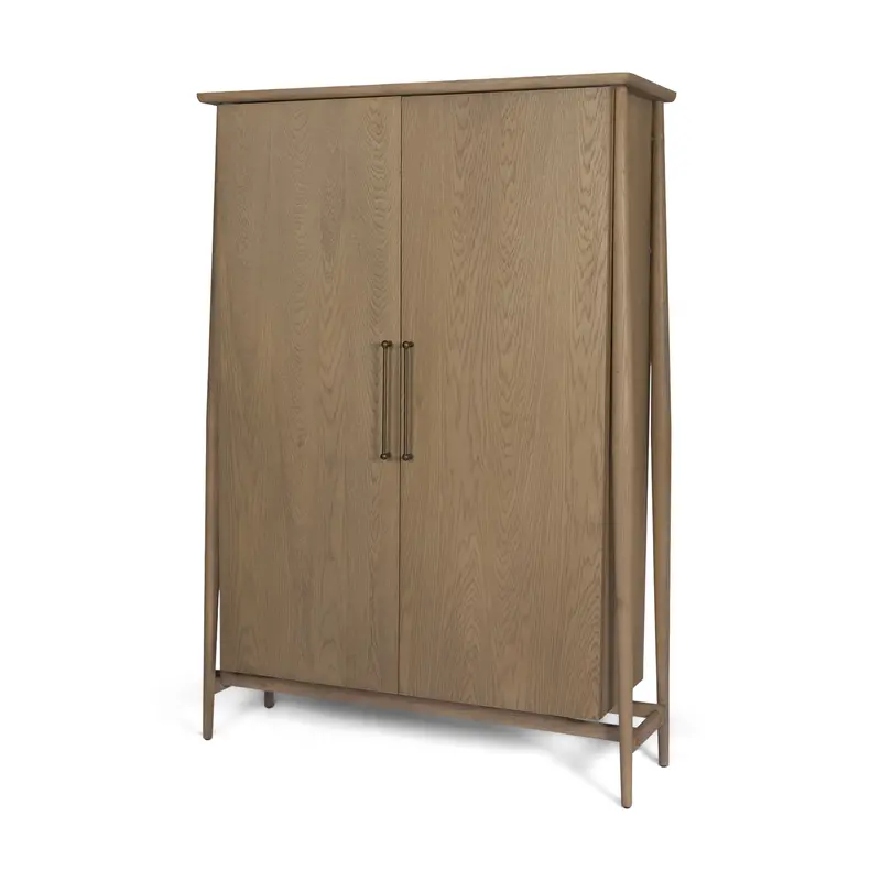 Hollis Gray-Brown Wood Curio Cabinet With Glass Doors 1