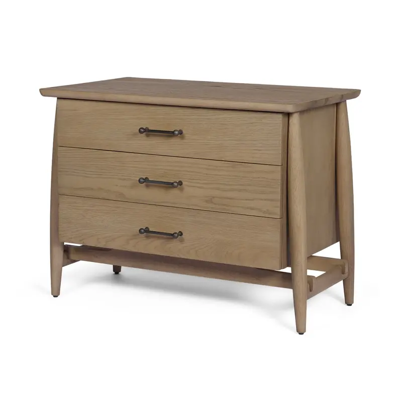 Hollis Gray-Brown Wood Nightstand – 3-Drawer Closed Storage Unit 1